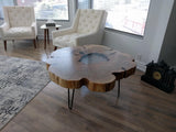 Hand Crafted Cauliflower Live Edge Coffee Table with Epoxy Centre